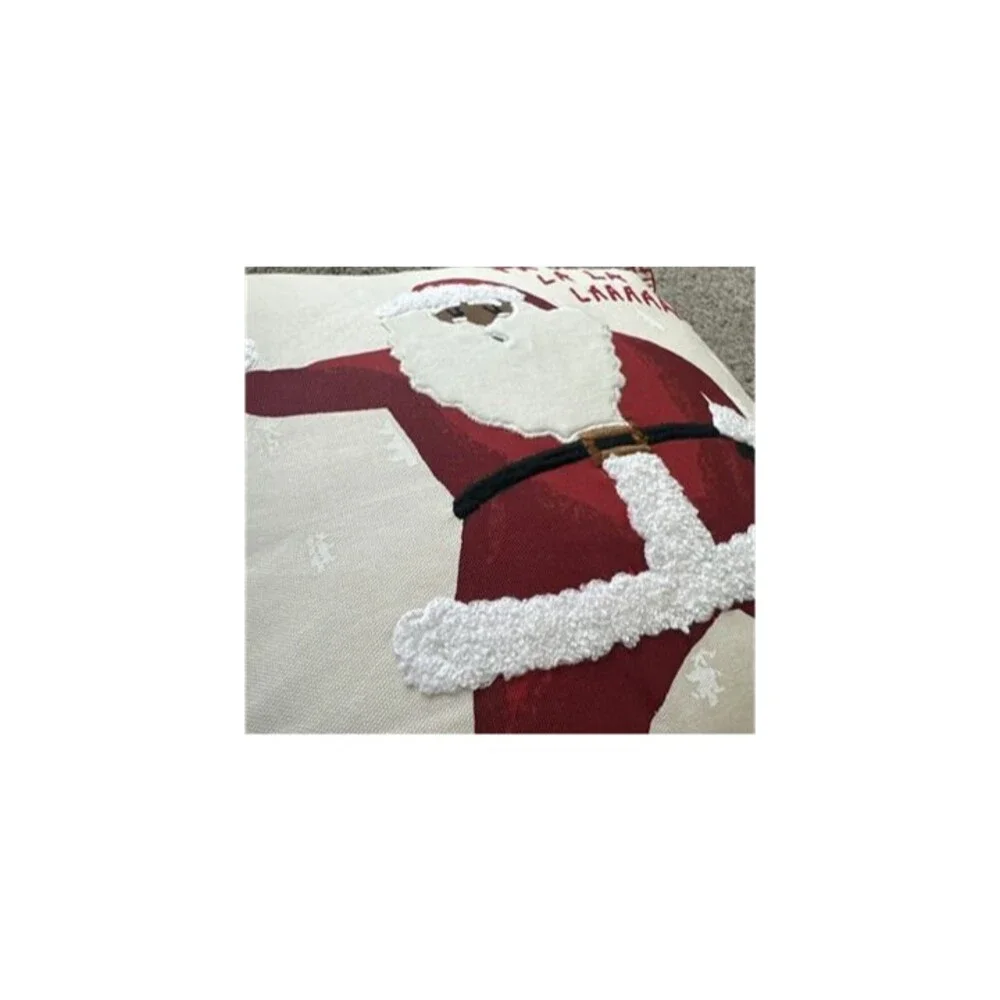 Santa Fa La La Christmas Throw Pillow 18x18 Textured Embroidered Threshold